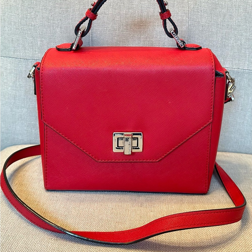 Calvin Klein red like new purse! Roomy and stylish!